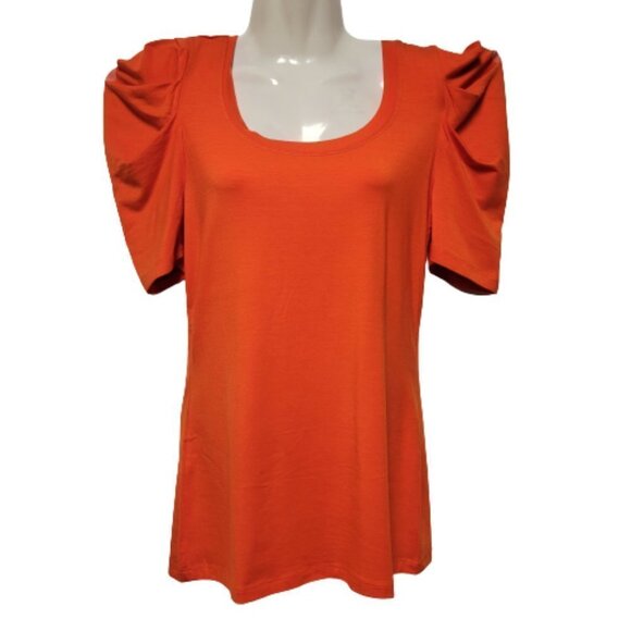 Orange  Short Sleeve Blouse Top tees Size M  Size L - NWOT - Picture 4 of 5